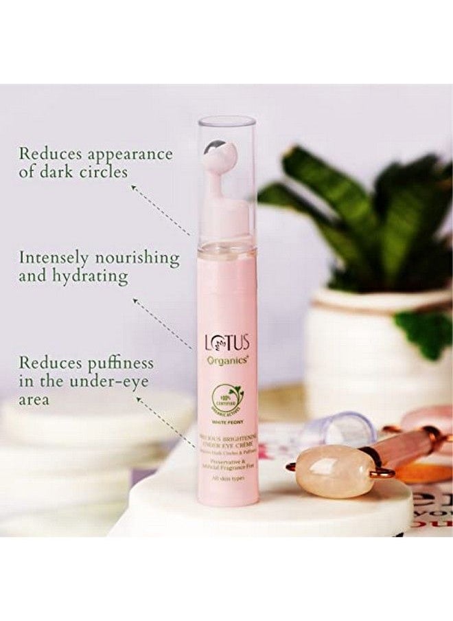 Lotus Organics+ - كريم تحت العين لتفتيح البشرة الثمينة ; مع بكرة تدليك تبريد ; يقلل من الانتفاخ والهالات السوداء ; خالي من المواد الحافظة ; 15G - Image 1