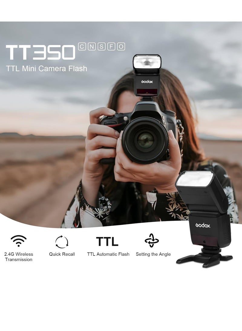 Godox TT350N Speedlite Camera Flash for Nikon 2.4G Wireless X System 1/8000s TTL HSS Mini 2500mAh Lithium Battery 0.1~2.2s Recycle Time Gehörena D800 D700 D7100 D7000 D5200  - Image 4