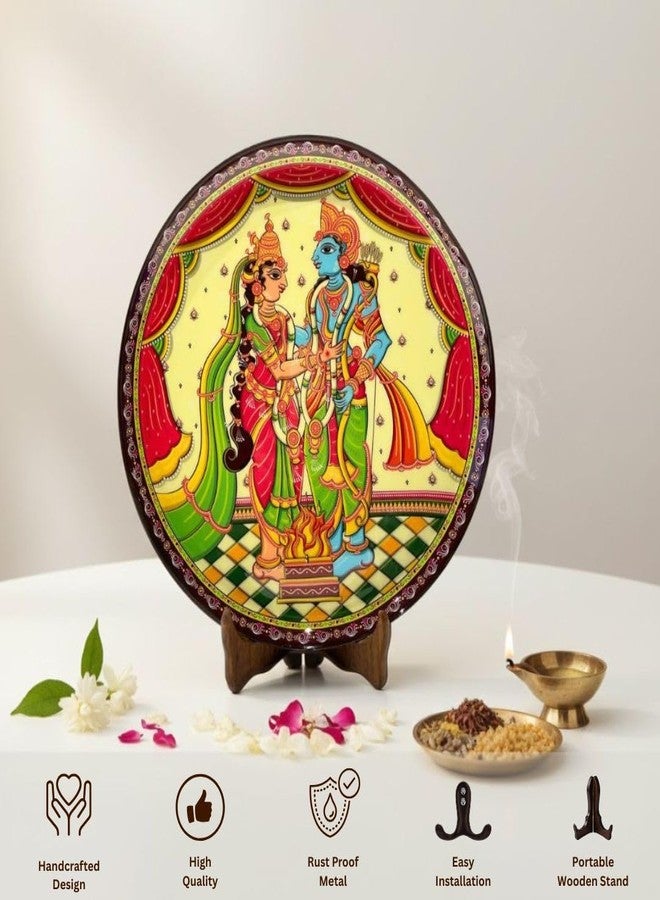 RITUALISTIC Metal Sita Ram for Wall & Table Decor | Divine Tabletop Sita-Ram Frame | Spiritual Home & Office Decoration | Metal Frame for Mandir, Living Room & Gift Purpose | 12inch - Image 3