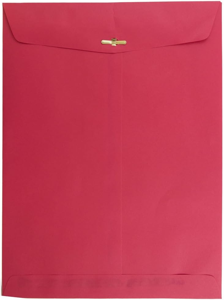 JAM Paper 9 x 12 Colored Recycled Envelopes with Clasp Closure - Red Recycled - 50/Pack - Image 1