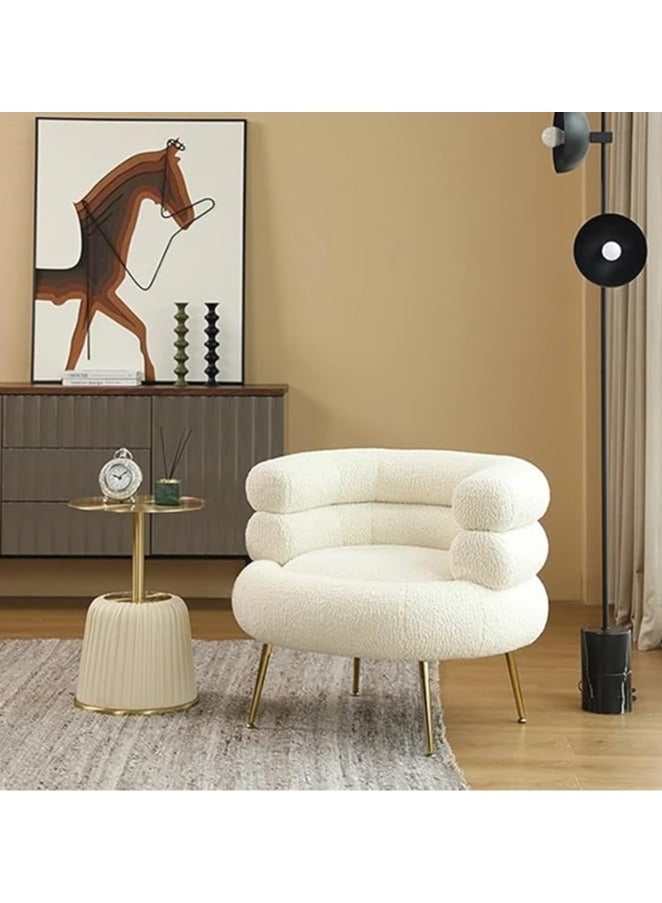 Poppins Home Poppins HOME  Bouclé Elegance: U-Form Accent Chair for Stylish Comfort and Modern Living (Light Beige) - Image 1