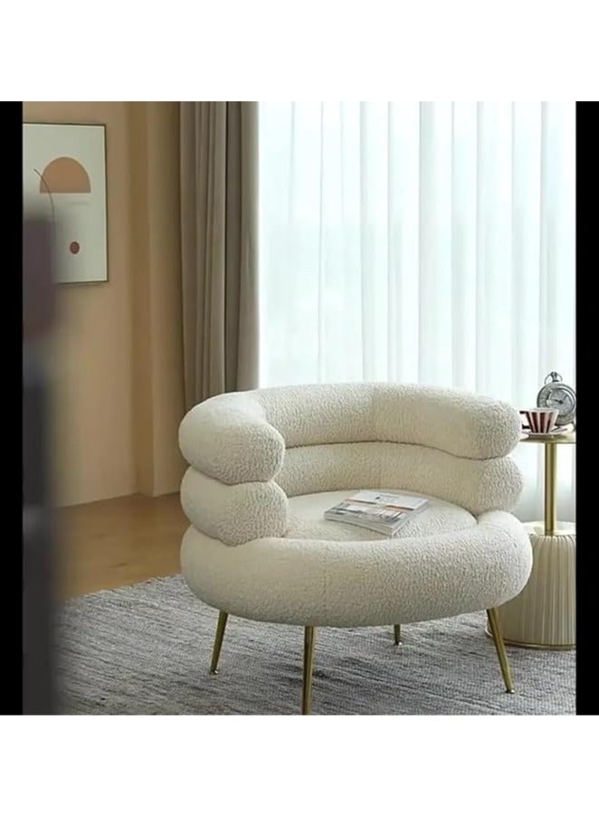 Poppins Home Poppins HOME  Bouclé Elegance: U-Form Accent Chair for Stylish Comfort and Modern Living (Light Beige) - Image 2
