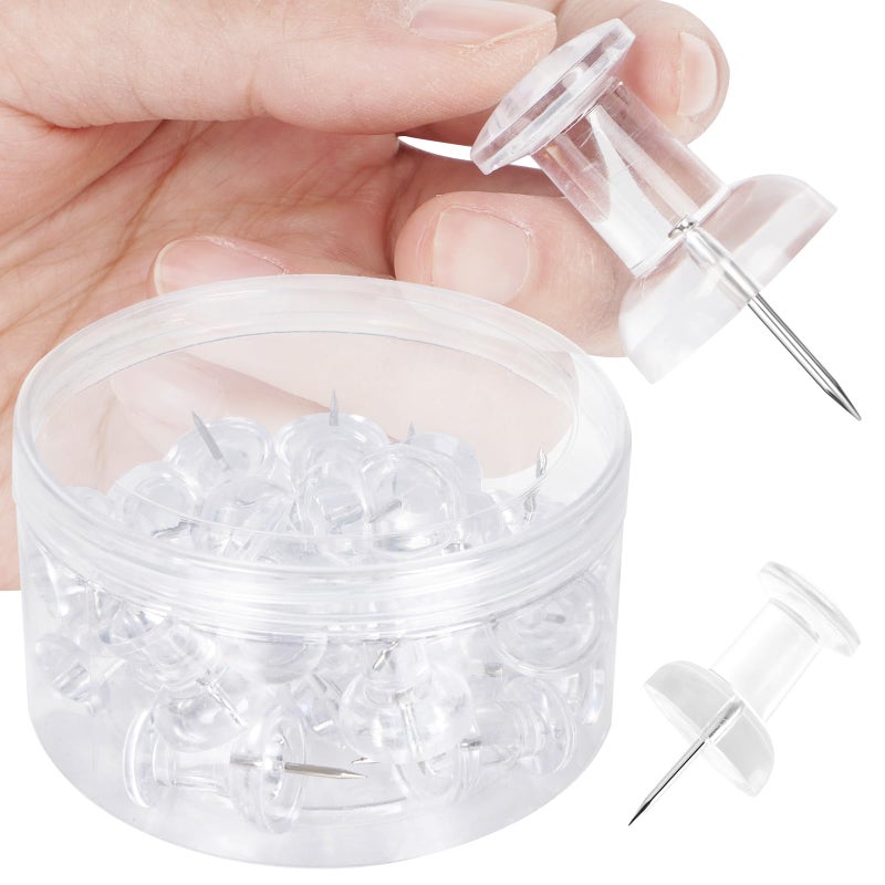 DANRONG 30 PCS Jumbo Push Pins for Bulletin Board, Large Thumb Tacks for Wall, 1.81 Inch, Giant Clear Thumbtacks, Pin Tacks for Cork Board Hanging Maps Photos Posters Calendar, Office School Supplies - Image 1