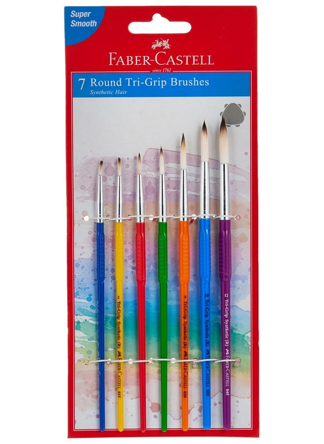 FABER-CASTELL - Faber-Castell Tri-Grip Brush - Round, Pack of 7 (Assorted) - Image 1