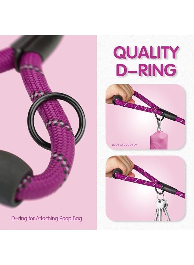 طوق كلب PHOEPET 5 أقدام عاكس مع مقبض مطاطي مبطن ثقيل، خالي من التشابك 360° للكلاب الصغيرة والمتوسطة والكبيرة (بنفسجي) - Image 5