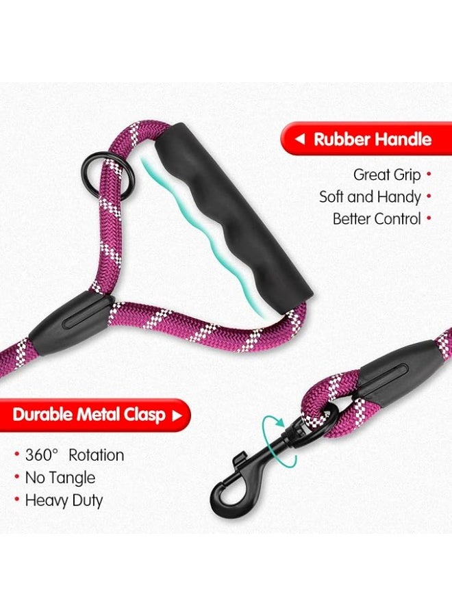 طوق كلب PHOEPET 5 أقدام عاكس مع مقبض مطاطي مبطن ثقيل، خالي من التشابك 360° للكلاب الصغيرة والمتوسطة والكبيرة (بنفسجي) - Image 4