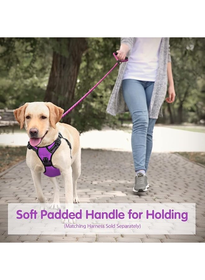 طوق كلب PHOEPET 5 أقدام عاكس مع مقبض مطاطي مبطن ثقيل، خالي من التشابك 360° للكلاب الصغيرة والمتوسطة والكبيرة (بنفسجي) - Image 2