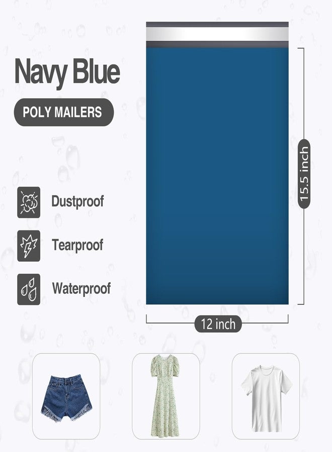 UCGOU Poly Mailers 12x15.5 Inch Navy Blue 100 Pack Medium Shipping Bags #5 Strong Thick Mailing Envelopes Self Sealing Adhesive Waterproof and Tear Proof Boutique Packaging Postal for Clothing - Image 2