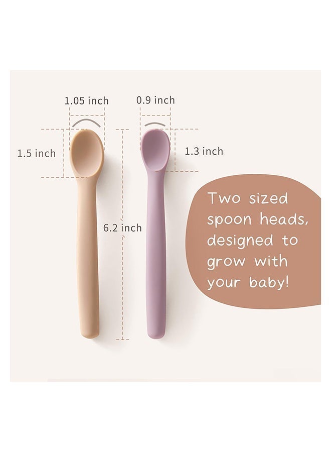 Moonkie Silicone Baby Spoons Set of 4, Two Sizes Feeding Spoon for First Stage 4+ Months, Baby Utensils with Case, Toddler Led Weaning Spoons, Bendable, Chewproof & Boil-proof - Image 4