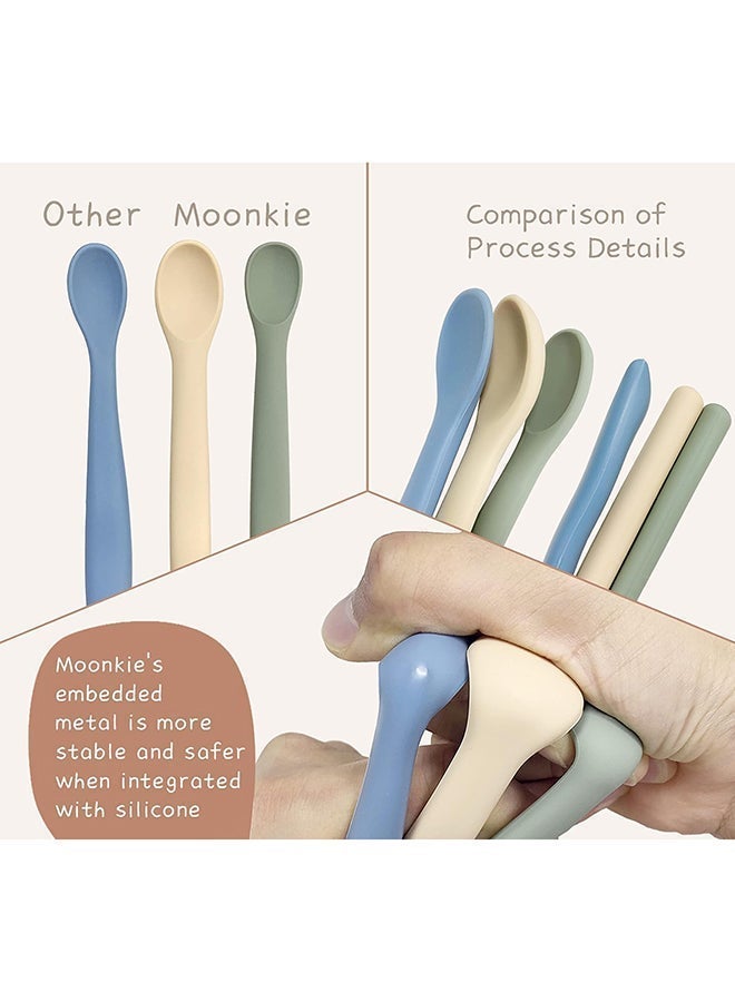 Moonkie Silicone Baby Spoons Set of 4, Two Sizes Feeding Spoon for First Stage 4+ Months, Baby Utensils with Case, Toddler Led Weaning Spoons, Bendable, Chewproof & Boil-proof - Image 5