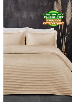 100% Cotton Bedspread Set Single Judy Horizontal Striped Quilted Beige - pzsku/Z476797271E7F4ED7D217Z/45/_/1740652453/2c42a653-1b6b-4577-9e78-ee3cee194e1c