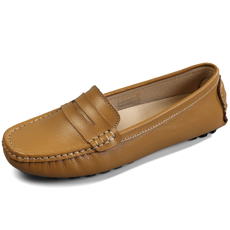 Artisure Women's Classic Handsewn Brown Genuine Leather Penny Loafers Driving Moccasins Casual Boat Shoes Slip On Fashion Office Comfort Flats 6 M US SKS-1221ZON060-1 - Image 4