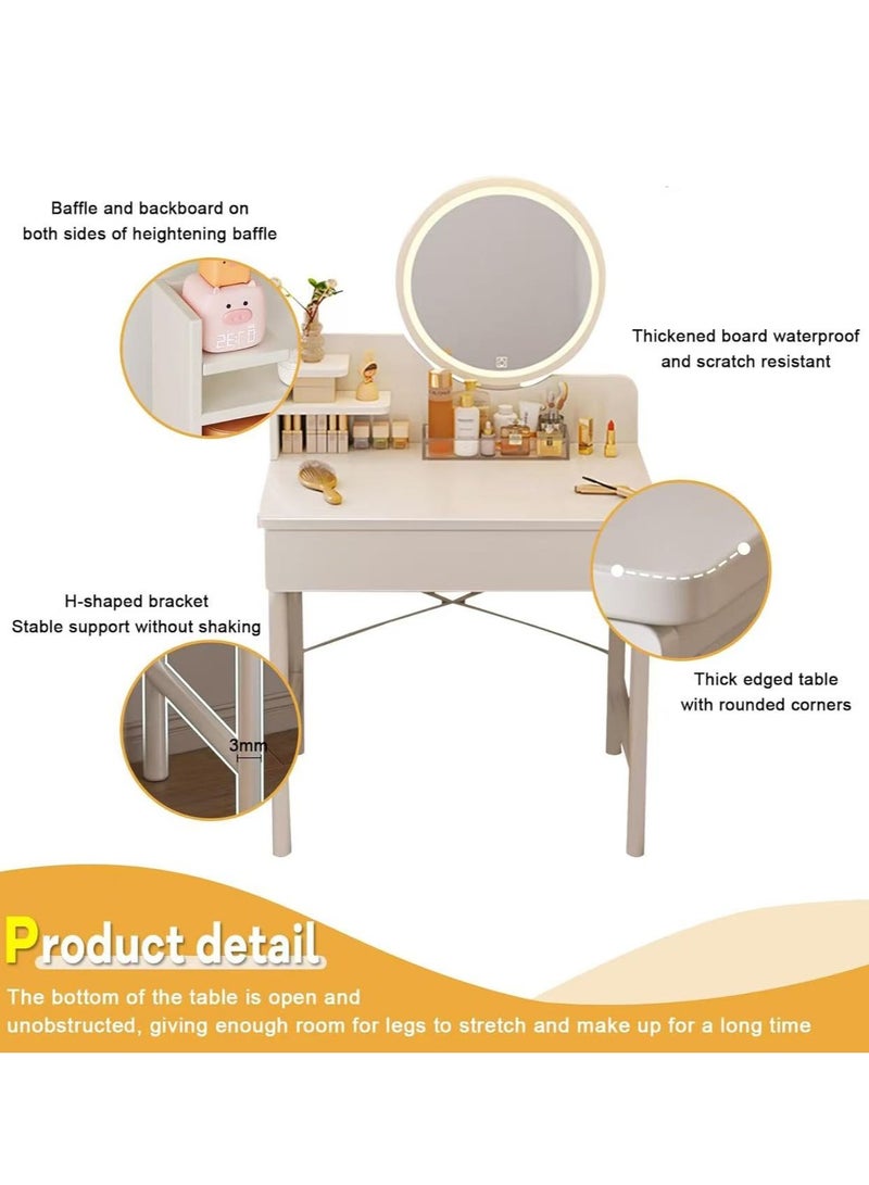 Generic Dressing Table Modern Vanity Table Makeup Cabinet with LED Makeup Mirror and Drawer Makeup Table for Bedroom（60*40*125.5CM）  - Image 4