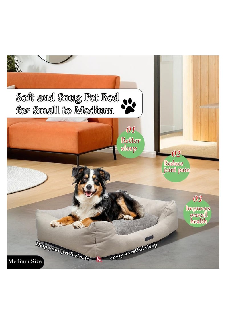 NNC PETS Dog bed with Removable cushion, Waterproof and Non-slip bottom, Breathable Calming pet bed for Small & Medium dogs, 75 cm Rectangle dog bed, (Beige) - Image 4
