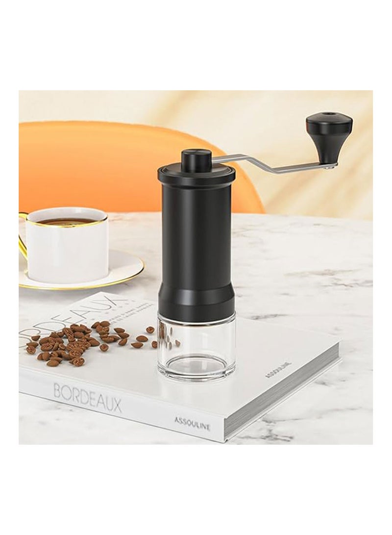 Manual Coffee Grinder Stainless Steel Coffee Hand Grinder Adjustable Conical Burr with Cleaning Brush black