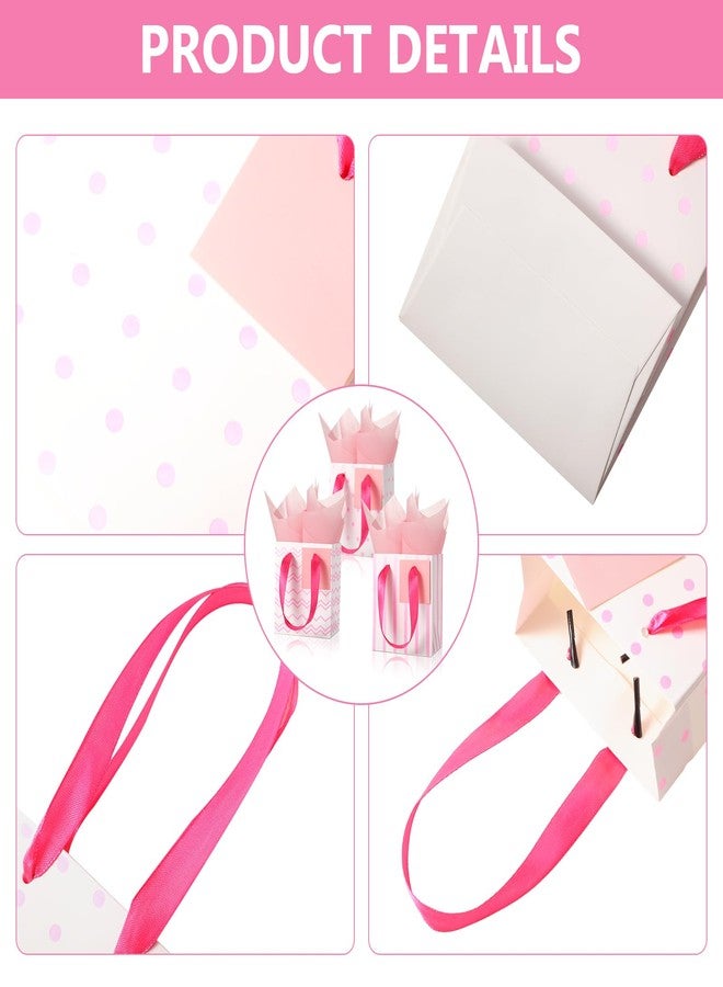 Tenare 12 Pcs Small Gift Bags Mini Metallic Paper Bags with Handle Tag and Tissue, Wrap Bag for Birthday Wedding Christmas Holiday Baby Shower (Baby Pink,4 x 2.75 x 4.5 Inch) - Image 3