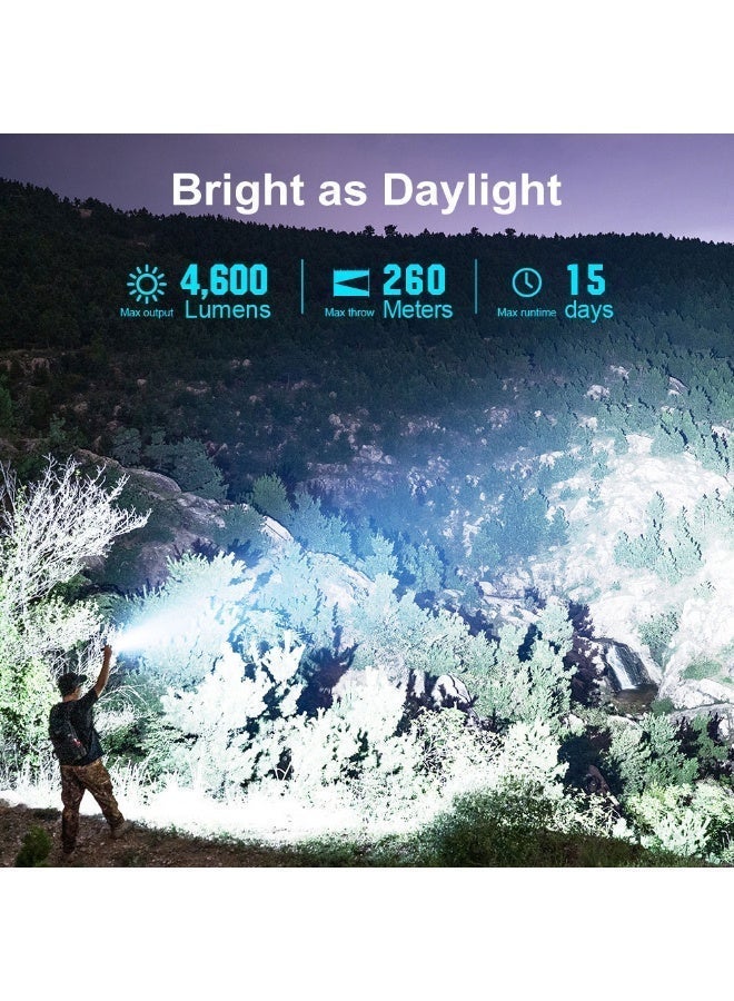 أولايت مصباح يدوي Olight Seeker 4 Pro، مصباح LED عالي الطاقة بقوة 4600 لومن، شعاع يصل إلى 260 مترًا مع USB-C، للتخييم، المشي لمسافات طويلة، حالات الطوارئ - Image 3