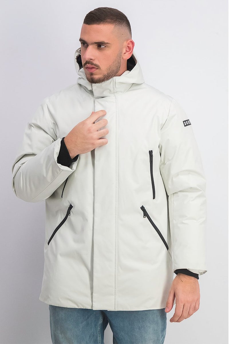 DKNY Men Full,Length Hooded Parka, Ice - Image 1