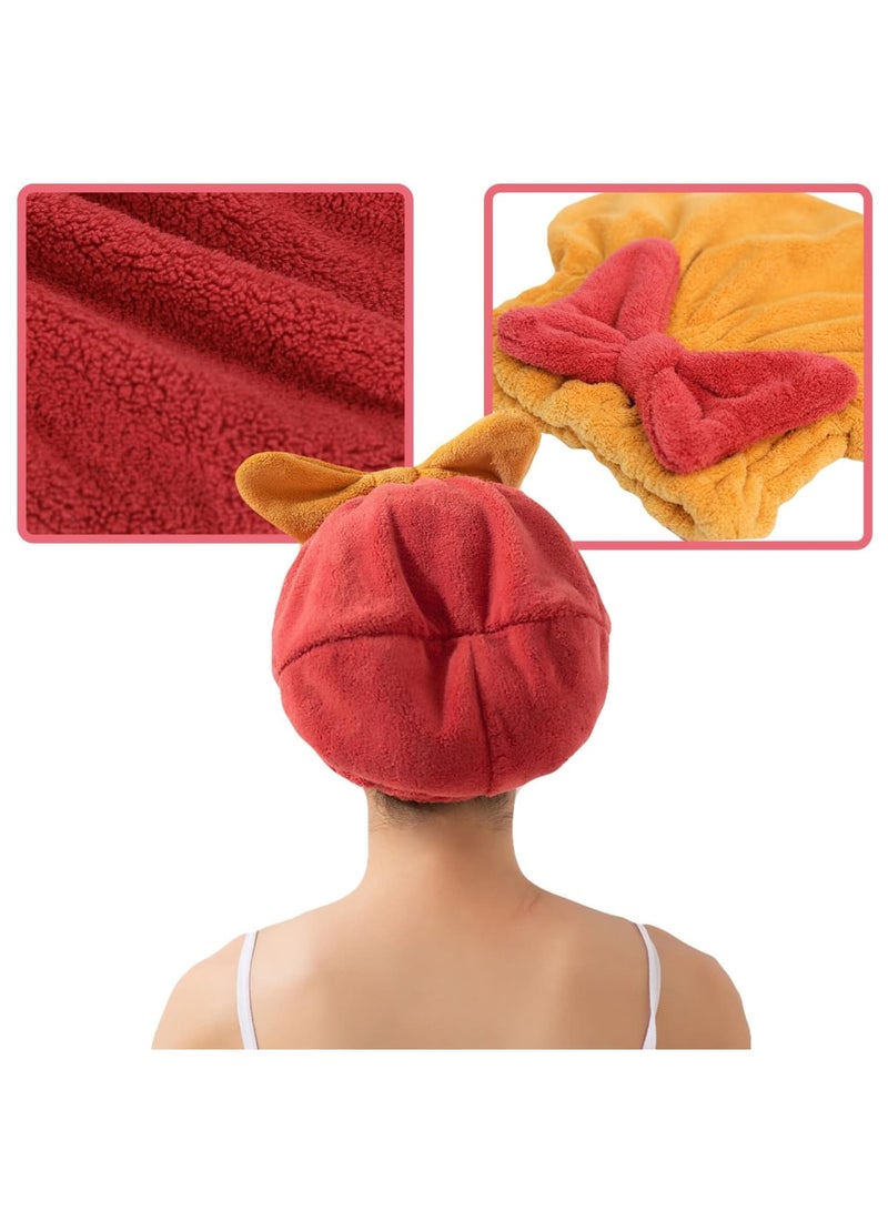 Barakah لفافة منشفة شعر كبيرة فائقة الامتصاص للشعر المبلل، منشفة شعر ميكروفايبر سريعة الجفاف، قبعة استحمام مزينة بعقدة فائقة الامتصاص، ملحقات استحمام للشعر المبلل، طويل، كثيف، مستقيم، ومجعد (4 قطع) - Image 4