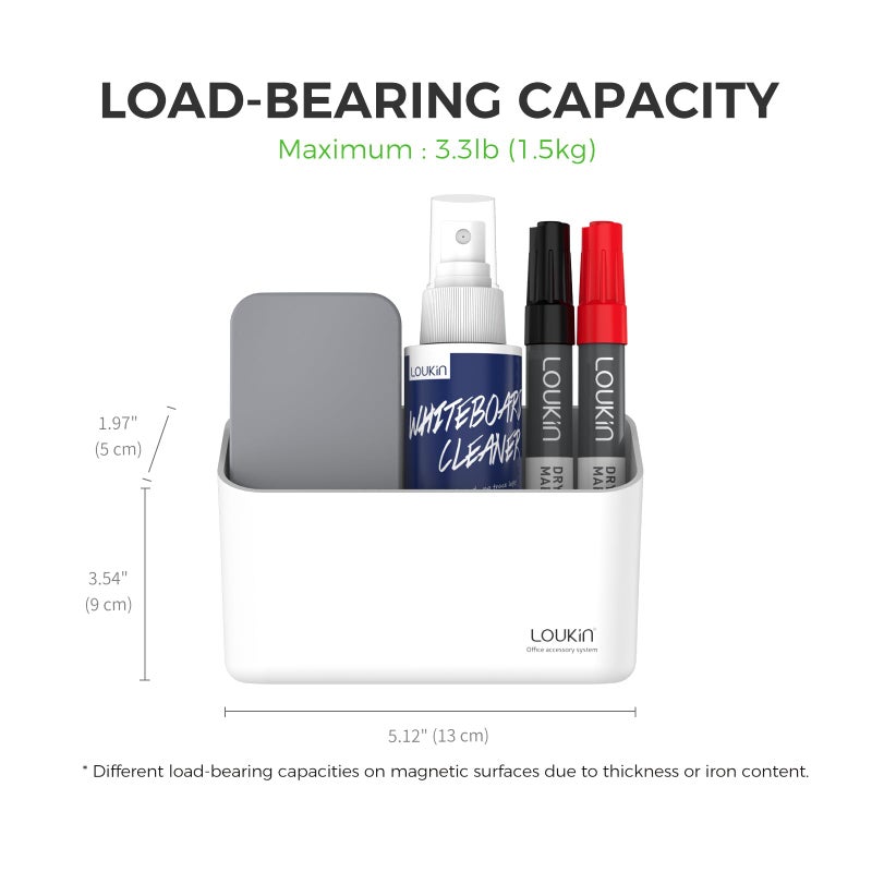 loukin Magnetic Marker Holder, Dry Erase Marker Holder, Remote Control Holder, Magnetic Storage Organizer for Whiteboard or Refrigerators (White) - Image 3