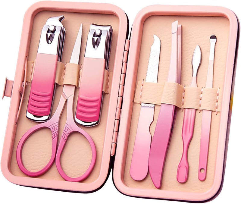 Luckam Manicure Set, 7 Pcs Stainless Steel Manicure Kit, Professional Nail Clipper Kit Pedicure Care Tools, Portable Travel Grooming Kit for Men and Women with Leather Case - Image 1