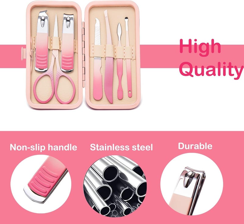 Luckam Manicure Set, 7 Pcs Stainless Steel Manicure Kit, Professional Nail Clipper Kit Pedicure Care Tools, Portable Travel Grooming Kit for Men and Women with Leather Case - Image 4