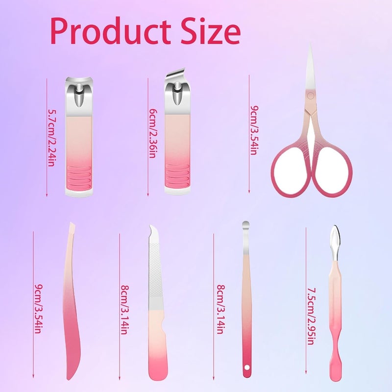 Luckam Manicure Set, 7 Pcs Stainless Steel Manicure Kit, Professional Nail Clipper Kit Pedicure Care Tools, Portable Travel Grooming Kit for Men and Women with Leather Case - Image 3