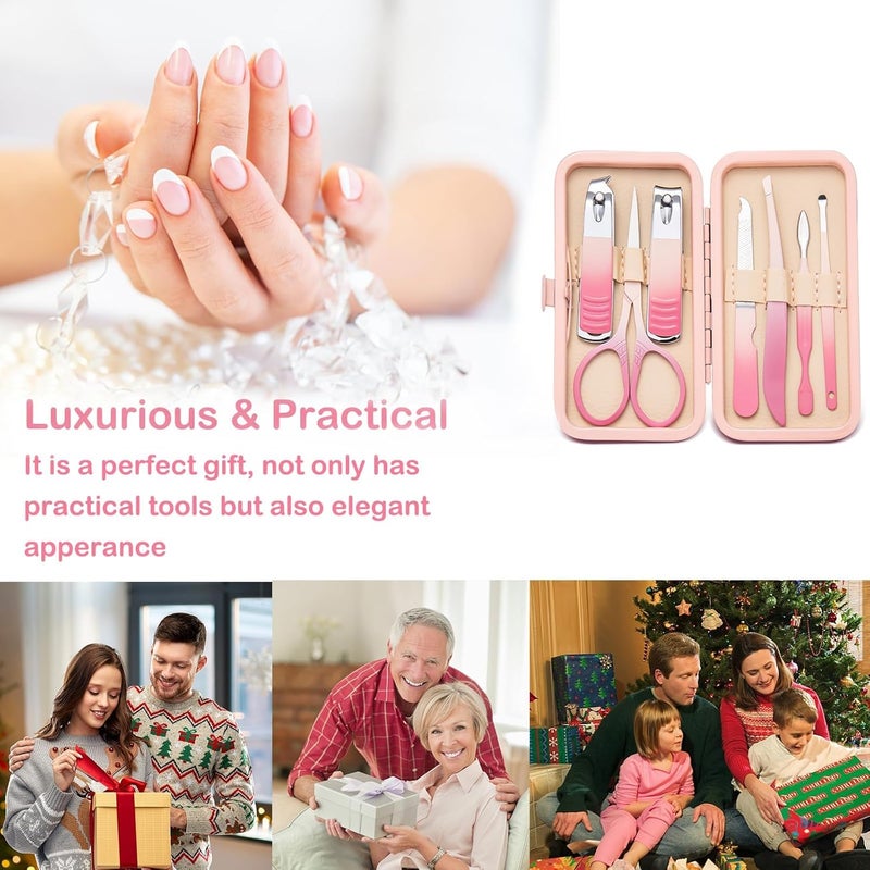 Luckam Manicure Set, 7 Pcs Stainless Steel Manicure Kit, Professional Nail Clipper Kit Pedicure Care Tools, Portable Travel Grooming Kit for Men and Women with Leather Case - Image 5