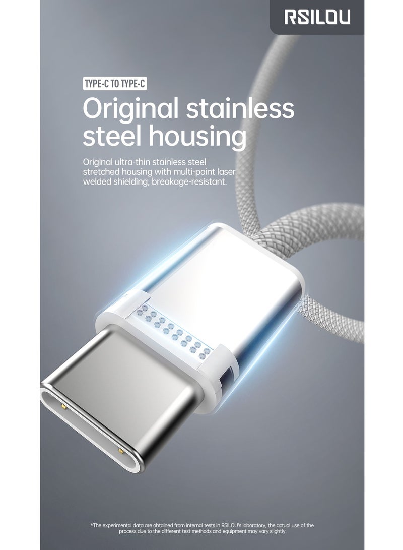 ارسيلو R2028-001 كابل USB-C إلى USB-C، 60 وات، عالي المتانة ومرن، كابل شحن وبيانات سريع، مضفر بطول 1 متر، معدل سرعة نقل الأسلاك النحاسية 480 ميجابايت في الثانية، خالٍ من التشابك - Image 5