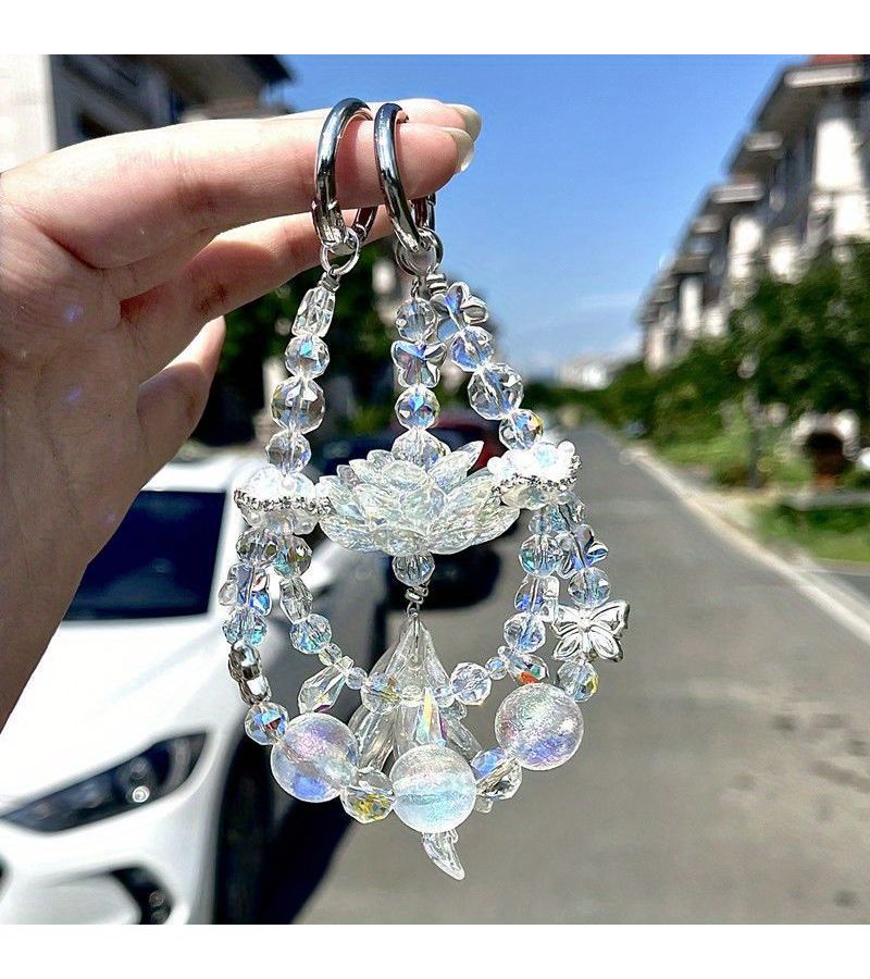 Silvery B Phone Chain With Holy Snow Lotus Elegant Accessory For Women - Image 1