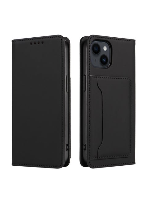For Iphone 15 Leather Case S23 Flip Cover Protective Case A15 Digital Computer/mobile Phone Protective Cover-Color:Black-Applicable Model:For Iphone 13 Pro Max