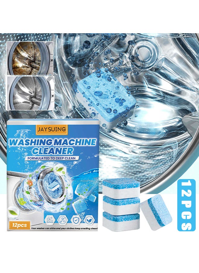 Jaysuing 12PCS Washing Machine Cleaner Effervescent Tablets, Washing Machine Cleaner Descaling Agent, Deep Cleaning Tablets, Suitable For Washing Machine Cleaning, Sterilization, Dirt Removal  - Image 1