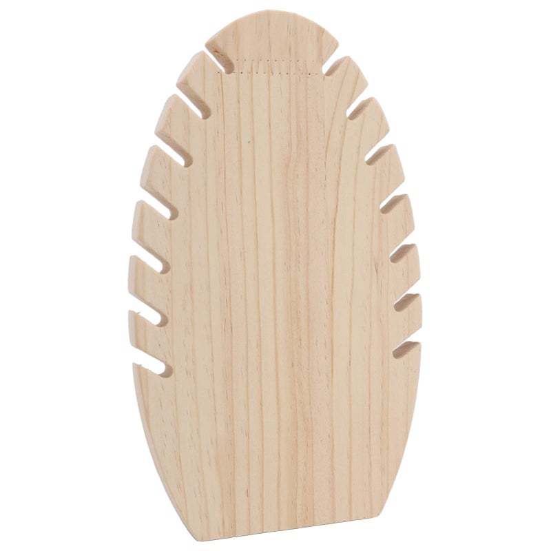 Handmade Wooden Flame Leaf Shape Necklace Hanger Desktop Jewelry Organizer Display Stand - Image 4