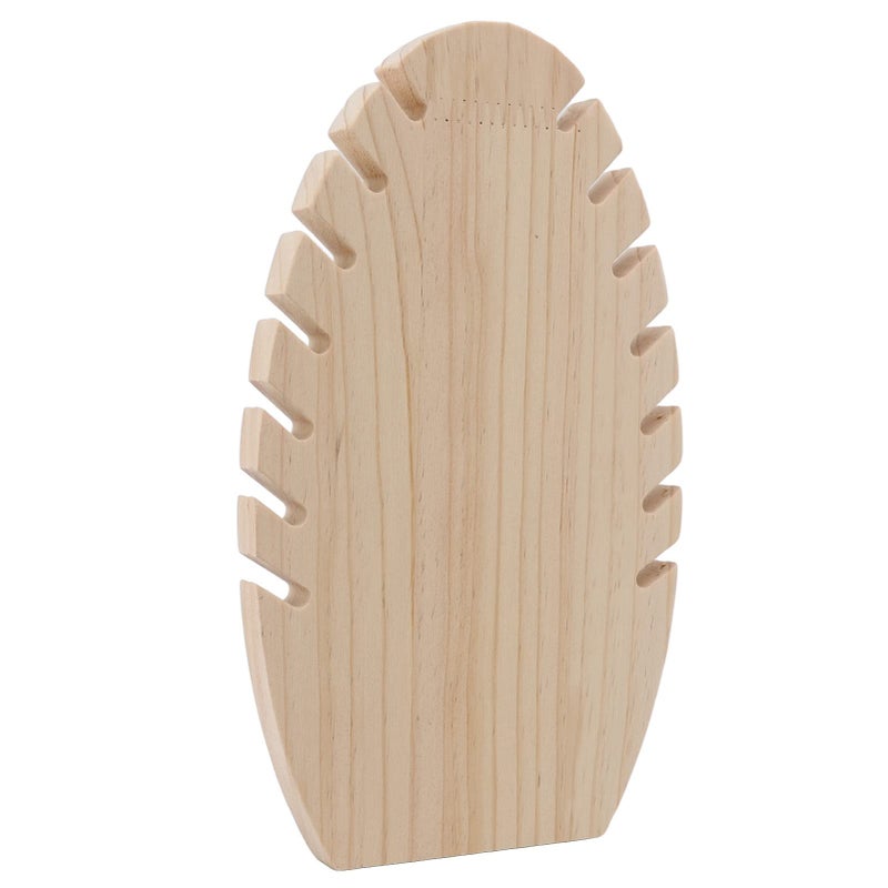 Handmade Wooden Flame Leaf Shape Necklace Hanger Desktop Jewelry Organizer Display Stand - Image 3