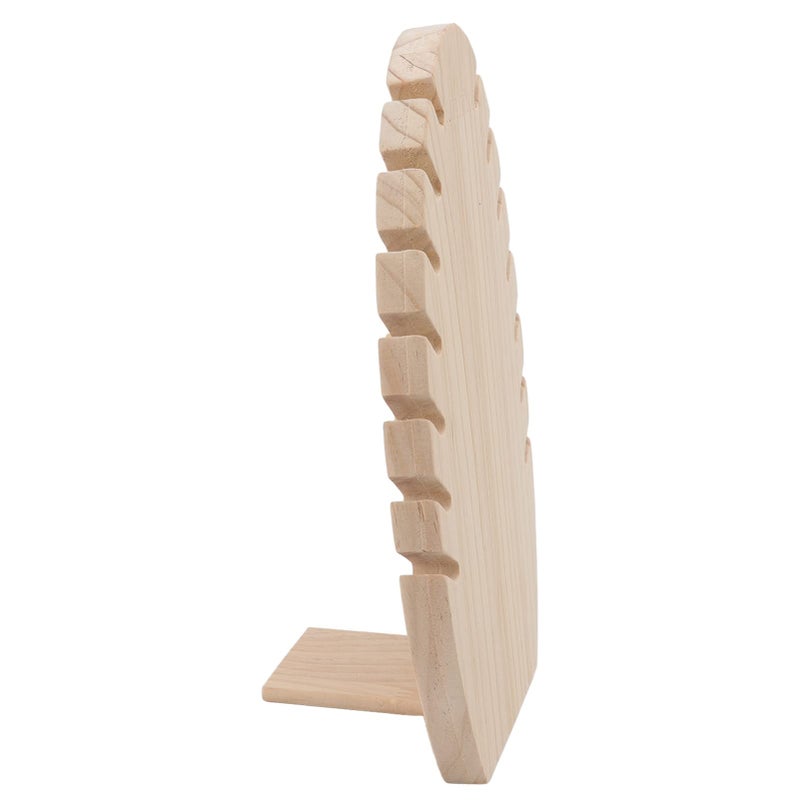 Handmade Wooden Flame Leaf Shape Necklace Hanger Desktop Jewelry Organizer Display Stand - Image 5