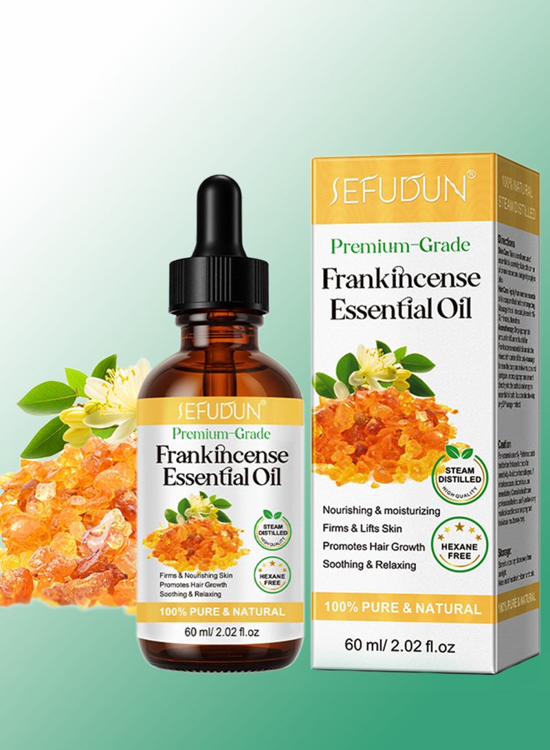 Sefudun 60ml Frankincense Essential Oil Premium 100% Pure and Natural Frankincense Oil for Hair Growth Deeply Nourishing Moisturizing Soothing Relaxing for Skin Hair Care and Aromatherapy - Image 1