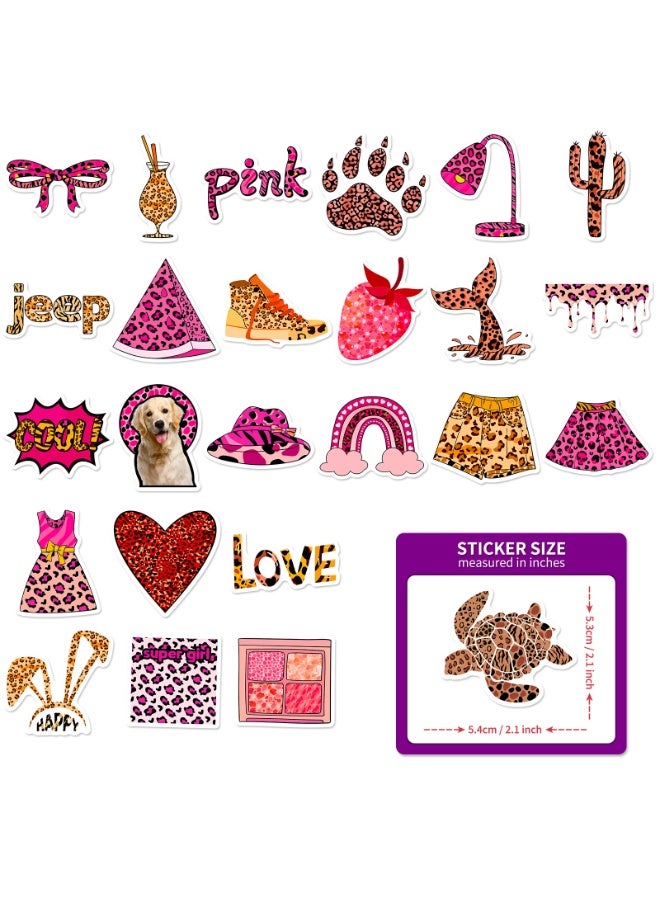 NIBEMINENT 50 Pcs Pink Leopard Pattern Deco Kit Waterproof Stickers, High Definition Printing Bright Colors, Suitable for Laptop Skateboard Luggage Water Bottle Guitar DIY - Image 3