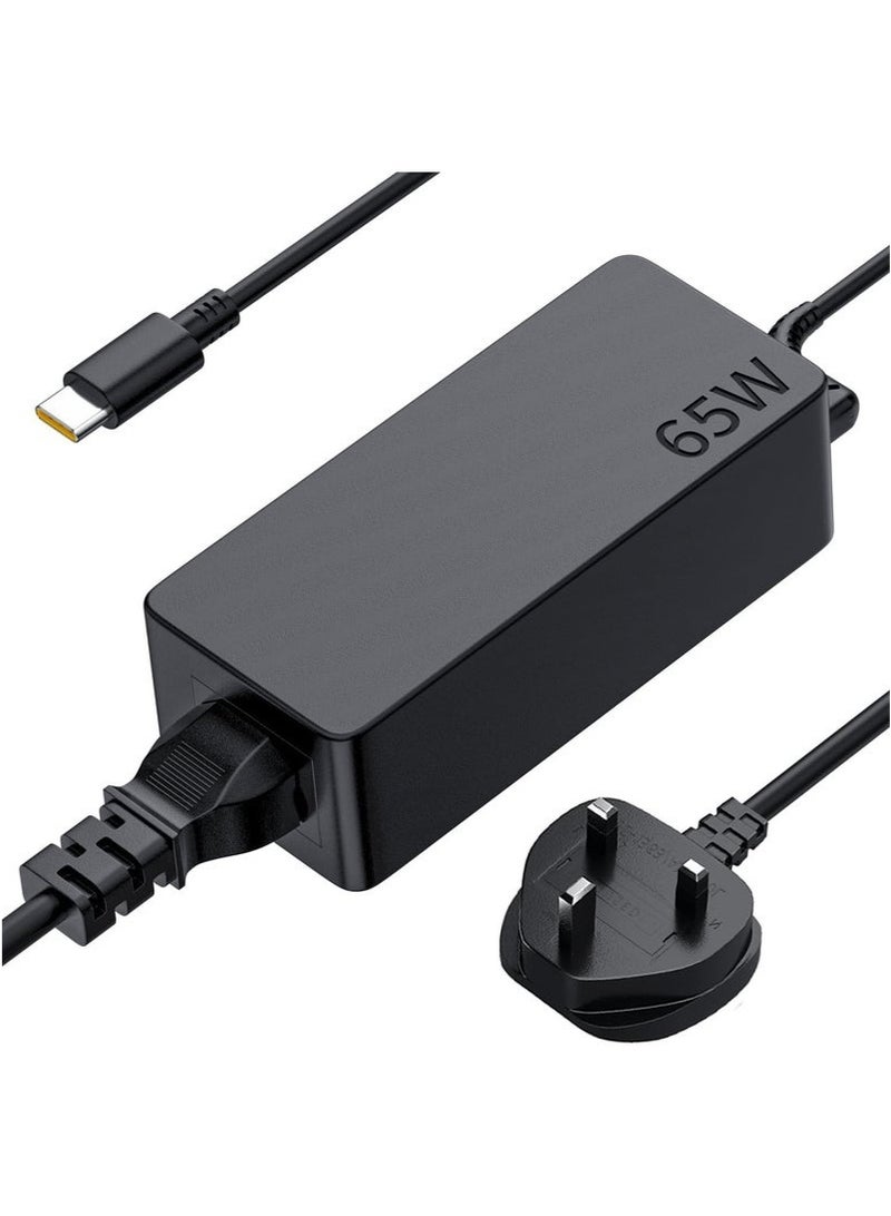 كينسو شاحن بديل تيار متردد USB-C بقوة 65 وات 45 وات مناسب لجهاز Lenovo ThinkPad T14 T15 T480 T480s T490 T490s T495 T495s T580 X13 X280 X380 X390 X395 E15 E480 E490 Lenovo Yoga C330 سلك محول طاقة للكمبيوتر المحمول بقوة 65 وات - Image 1