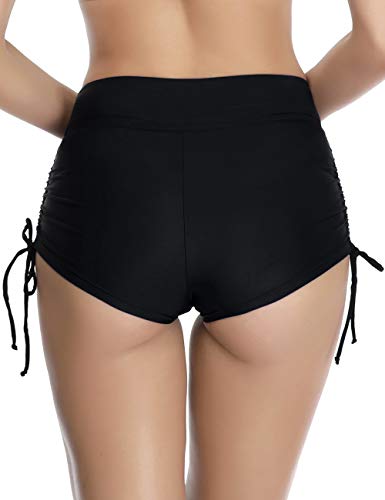 AXESEA Bikini Bottoms Swim Shorts Tankini Bottoms Swimsuit for Women,Black-S - Image 3