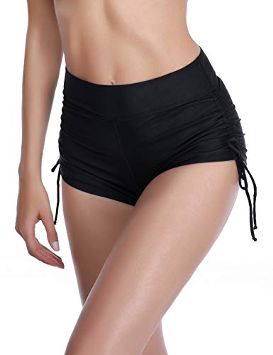 AXESEA Bikini Bottoms Swim Shorts Tankini Bottoms Swimsuit for Women,Black-S - Image 1