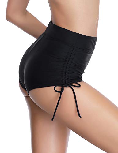 AXESEA Bikini Bottoms Swim Shorts Tankini Bottoms Swimsuit for Women,Black-S - Image 4