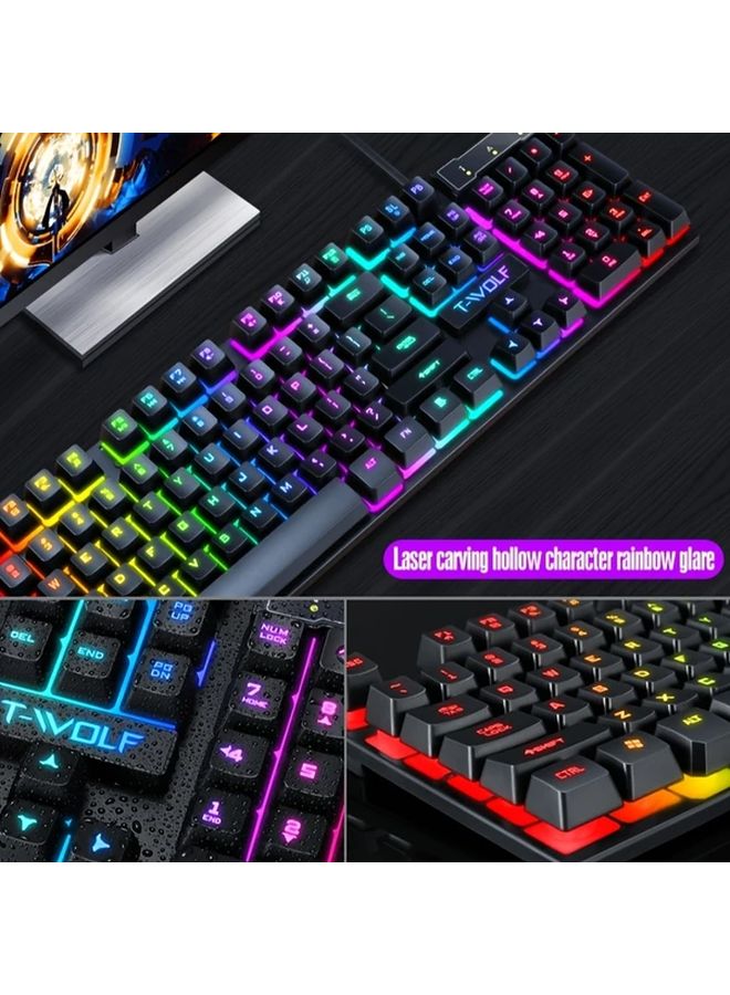 TF200 Ultra Thin Wired Keyboard Mouse Combo 104 Keys RGB Backlight USB Plug Play For PC Mac - Image 4