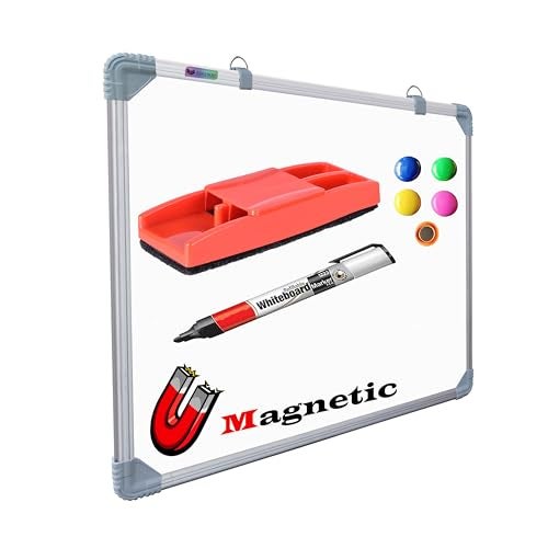 Eduway (Magnetic) 2x2 Feet White Board with (Marker, Duster and Magnets) | Ideal Use for Home, Office, Kids with Sliding Hanging Clips, Robust Aluminum Frame and Smooth Melamine Surface (59x59 Cms) - Image 1