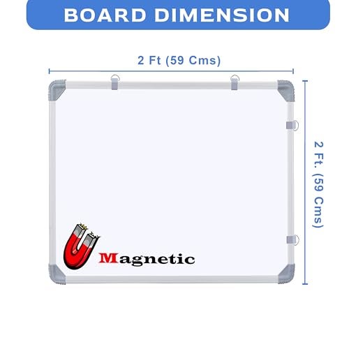Eduway (Magnetic) 2x2 Feet White Board with (Marker, Duster and Magnets) | Ideal Use for Home, Office, Kids with Sliding Hanging Clips, Robust Aluminum Frame and Smooth Melamine Surface (59x59 Cms) - Image 2