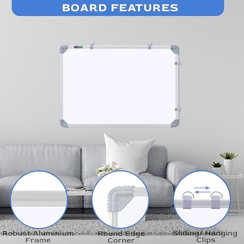 Eduway (Magnetic) 2x2 Feet White Board with (Marker, Duster and Magnets) | Ideal Use for Home, Office, Kids with Sliding Hanging Clips, Robust Aluminum Frame and Smooth Melamine Surface (59x59 Cms) - Image 4