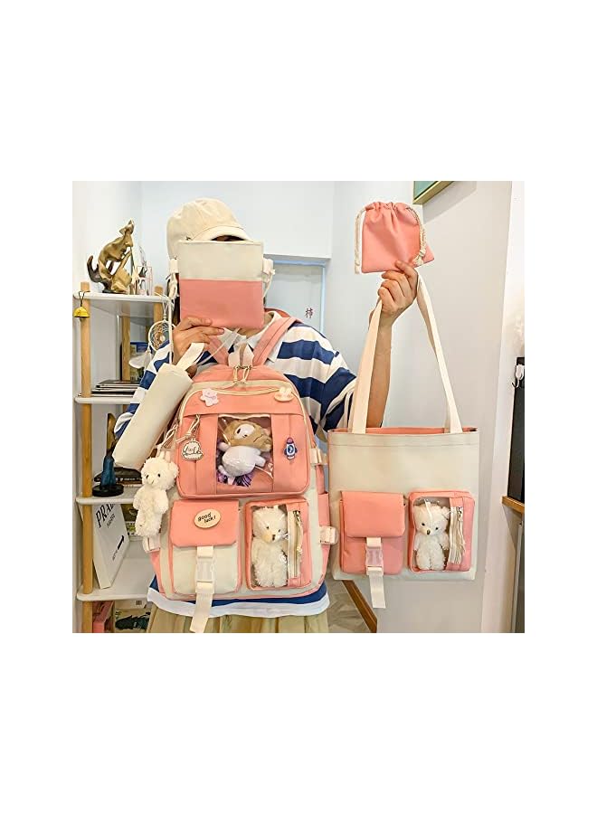 jaexest Kawaii Backpack with Pendants & Pins â€“ 5-Piece Cute Rucksack Set | Aesthetic School & Travel Daypack for Women & Teen Girls â€“ Lightweight Casual Bag - Image 2