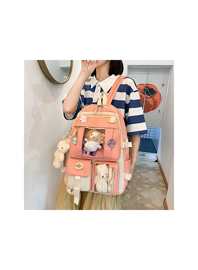 jaexest Kawaii Backpack with Pendants & Pins â€“ 5-Piece Cute Rucksack Set | Aesthetic School & Travel Daypack for Women & Teen Girls â€“ Lightweight Casual Bag - Image 3
