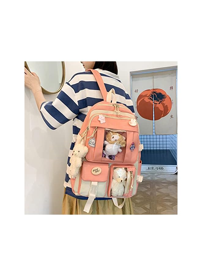 jaexest Kawaii Backpack with Pendants & Pins â€“ 5-Piece Cute Rucksack Set | Aesthetic School & Travel Daypack for Women & Teen Girls â€“ Lightweight Casual Bag - Image 4