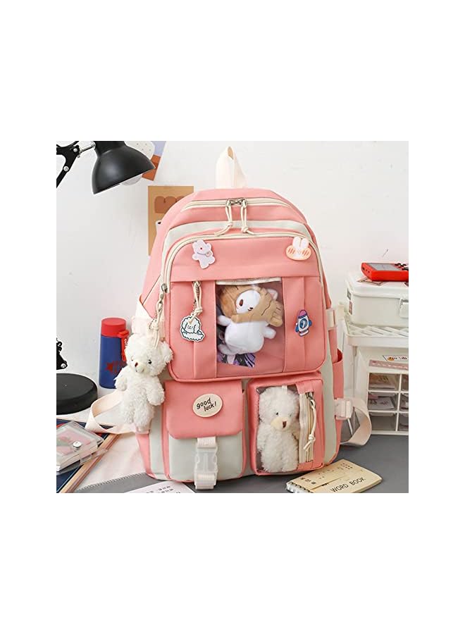 jaexest Kawaii Backpack with Pendants & Pins â€“ 5-Piece Cute Rucksack Set | Aesthetic School & Travel Daypack for Women & Teen Girls â€“ Lightweight Casual Bag - Image 5