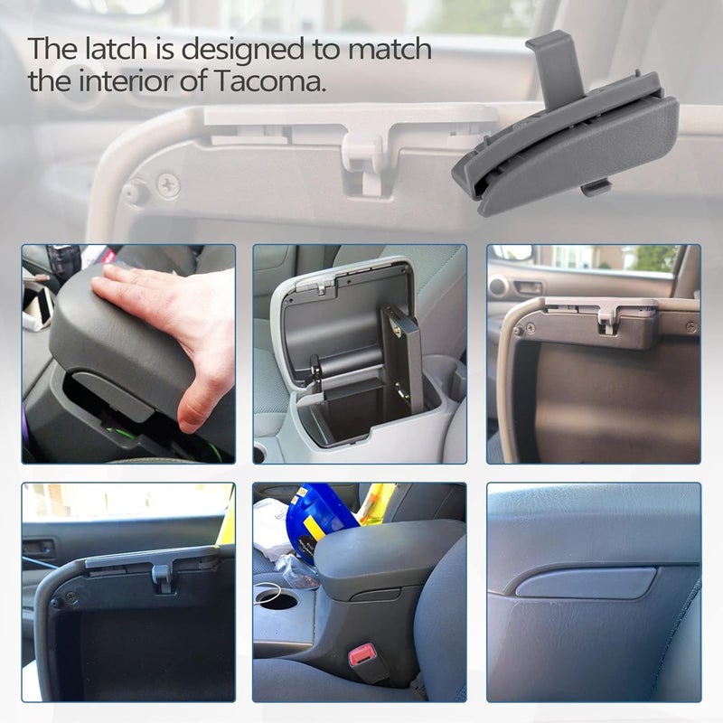 UNIGT Front Center Console Lid Latch Compatible with 2005-2012 Toyota Tacoma Interior Armrest Console Latch Replacement #58910AD030B0 – Gray 41042 - Image 4